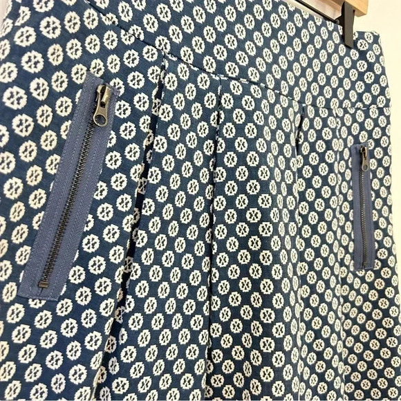 Maeve Anthropologie • Navy Blue Fourth Street Swing Pleated Bohemian Twee Skirt - Picture 5 of 10